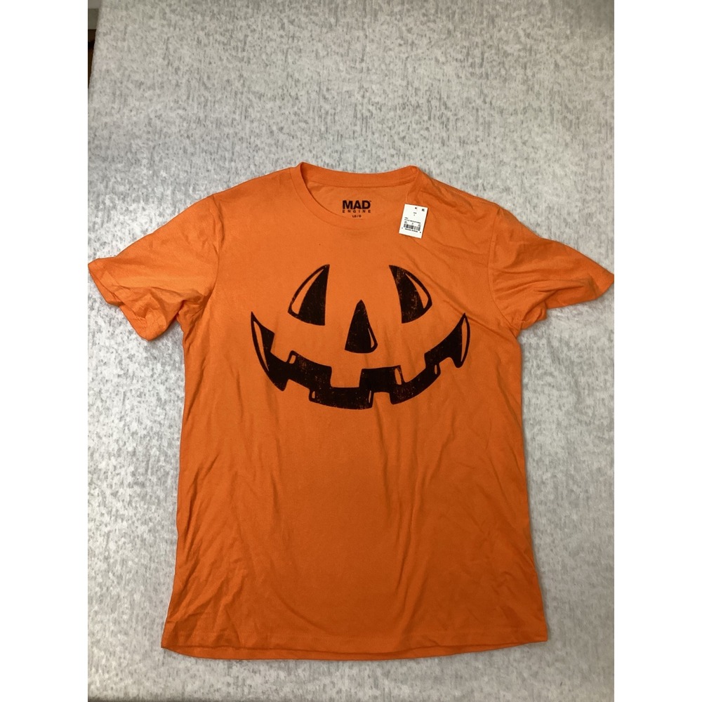 Mad Engine Men Jack O Lantern Halloween Pumpkin Orange Graphic T-Shirt Large NWT